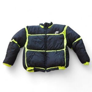 Nike Vintage Early 90s USA Duck Down Puffer Jacket Black / Neon Yellow Men's XL